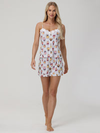 Perfume Print Cami Short Pajama Set