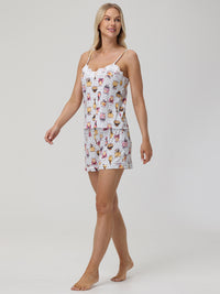 Perfume Print Cami Short Pajama Set