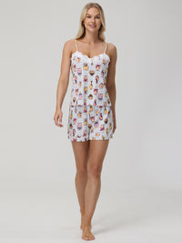 Perfume Print Cami Short Pajama Set