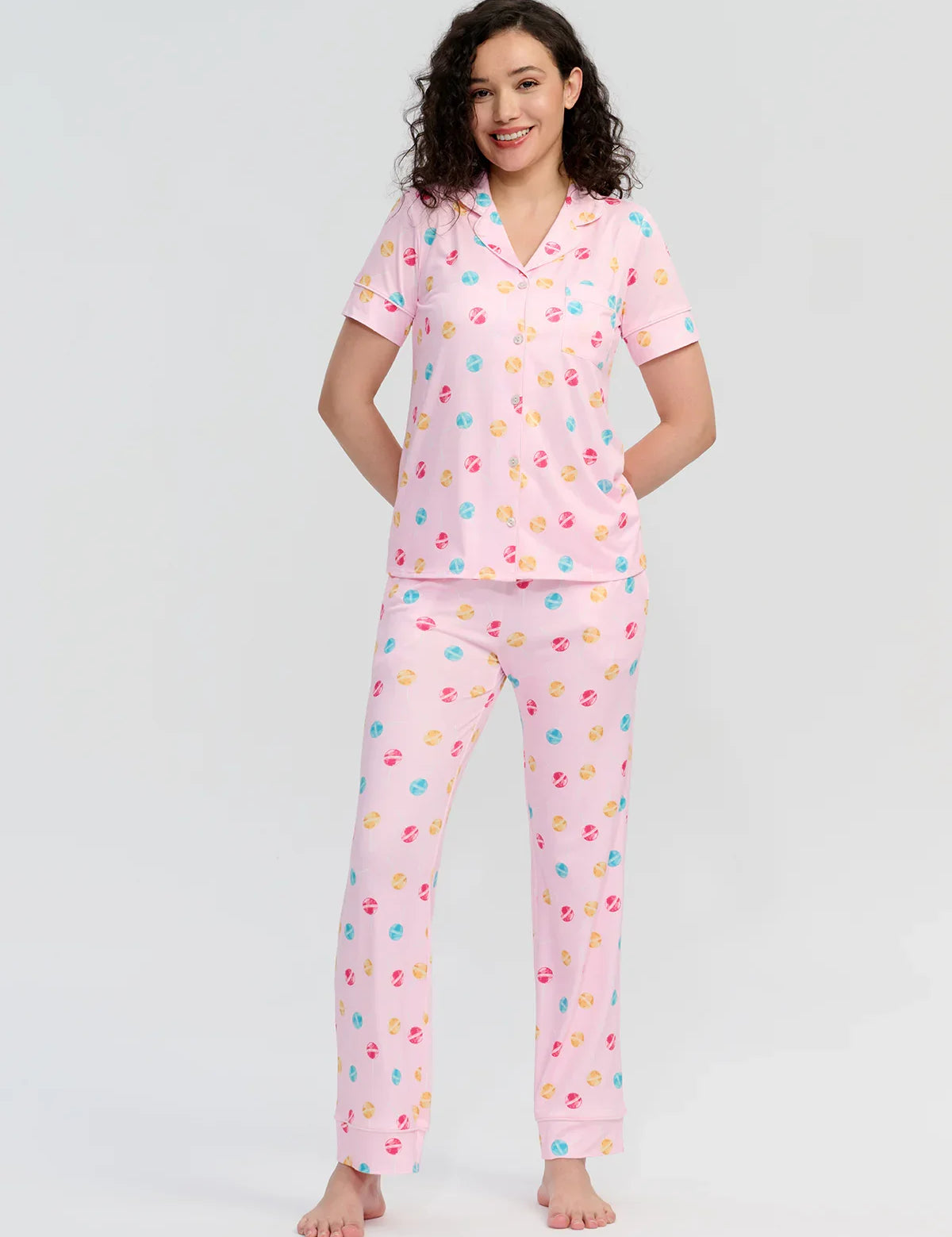 Perfume Print Short Sleeve Pajamas Set