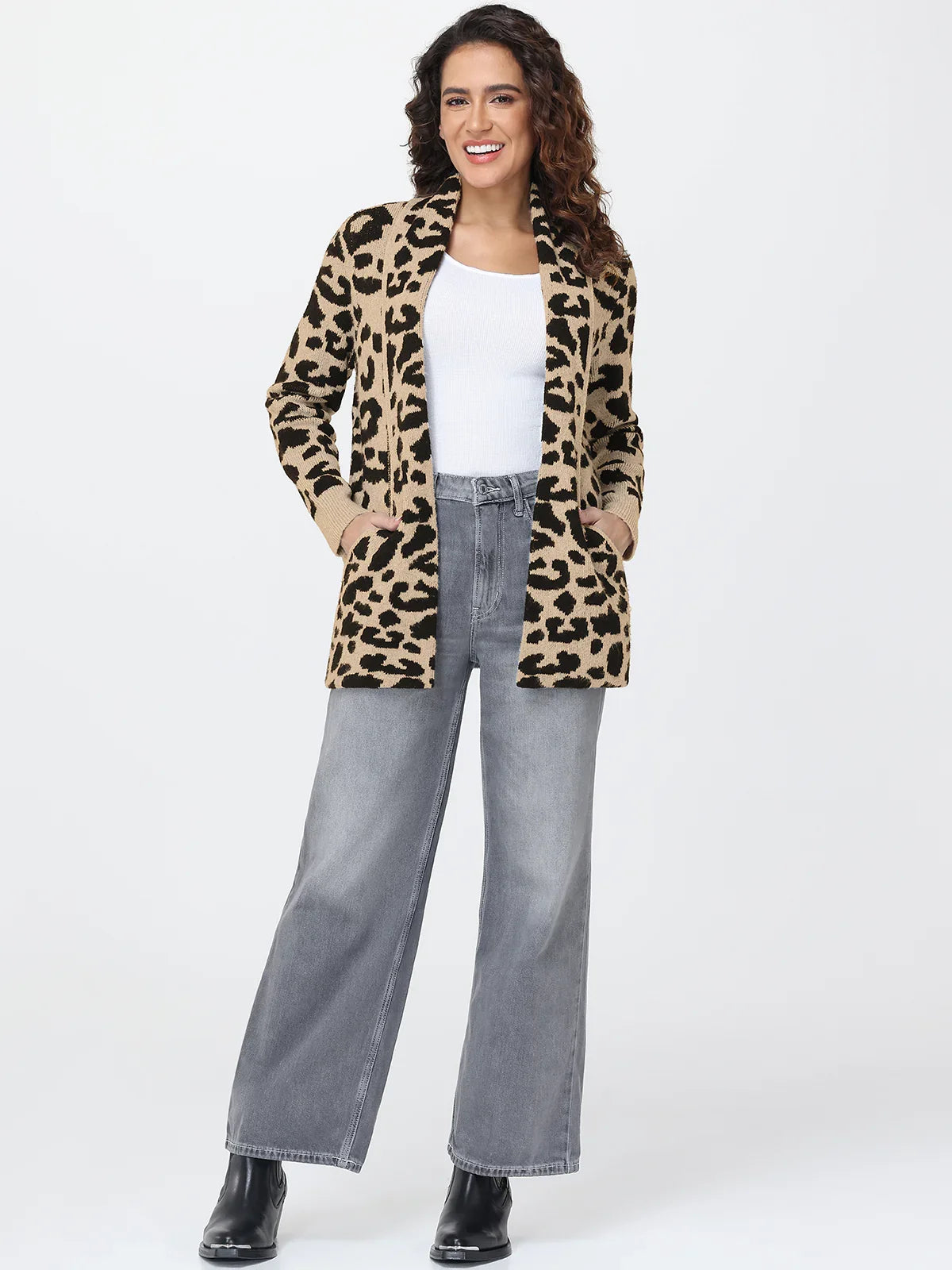 Leopard Print J-Pocket Cardigan