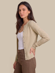Rib Button Front Cardigan