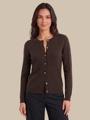 Rib Button Front Cardigan