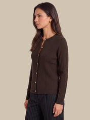 Rib Button Front Cardigan