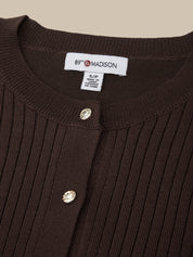 Rib Button Front Cardigan