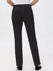 Black pants worn by a person on a white background