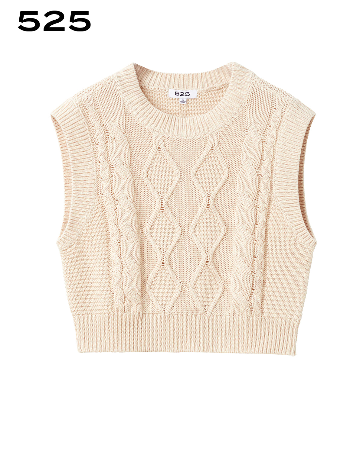 Cotton Cable Crewneck Vest