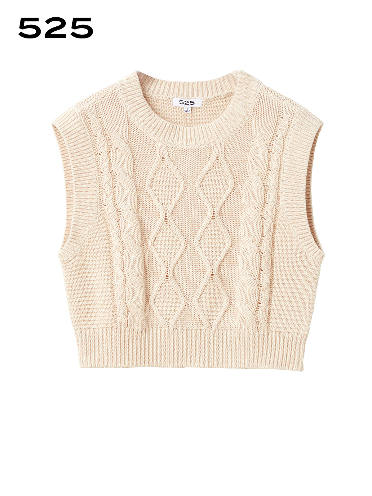 Cotton Cable Crewneck Vest
