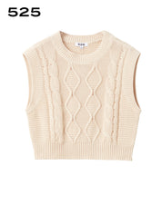 Cotton Cable Crewneck Vest