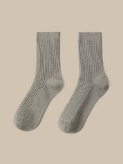 Wool Blend Ribbed Crew Socks