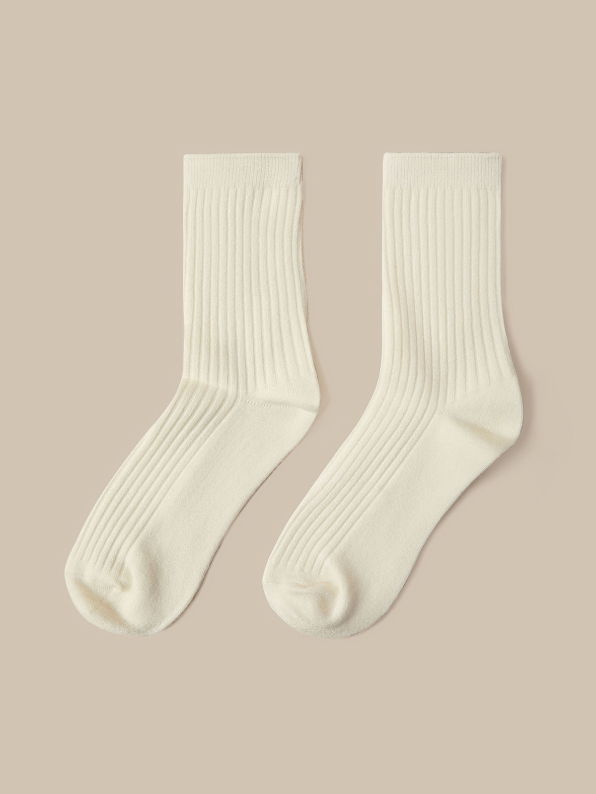 Wool Blend Ribbed Crew Socks