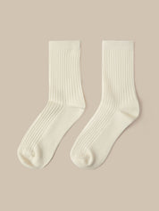 Wool Blend Ribbed Crew Socks