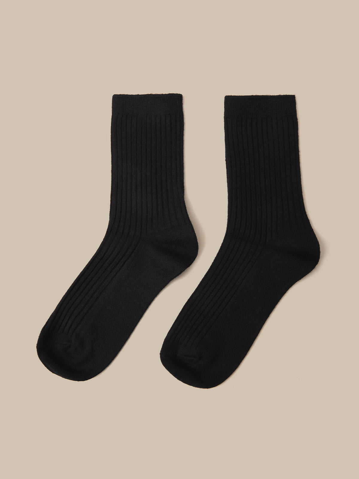 Wool Blend Ribbed Crew Socks