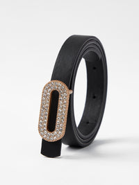 Rhinestone Decor Rectangle Buckle Belt