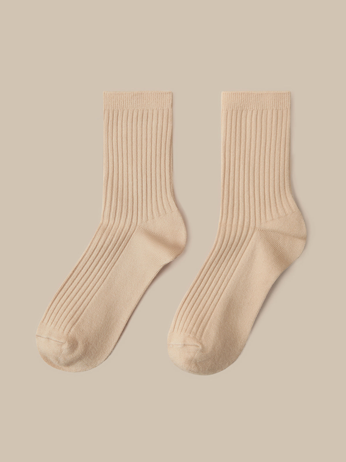 Wool Blend Ribbed Crew Socks