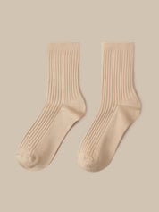 Wool Blend Ribbed Crew Socks