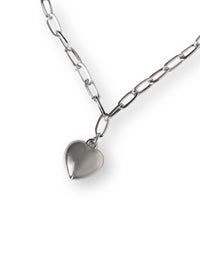 Mixed Metal Heart Pendant Layered Necklace