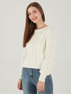 Pearl Embellished Cable Sweater