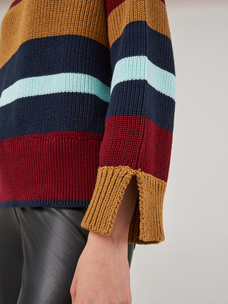 Colorblock Turtleneck Pullover