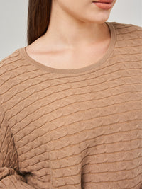 Plus Horizontal Mini Cable Stitch Dolman Pullover