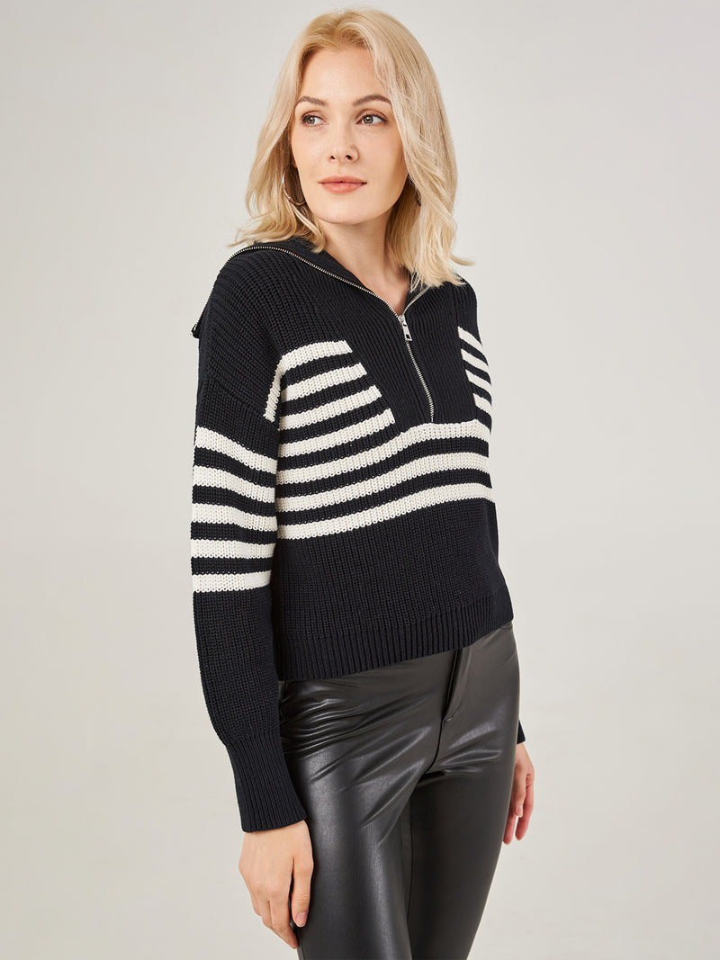 Half Zip Stripe Pullover