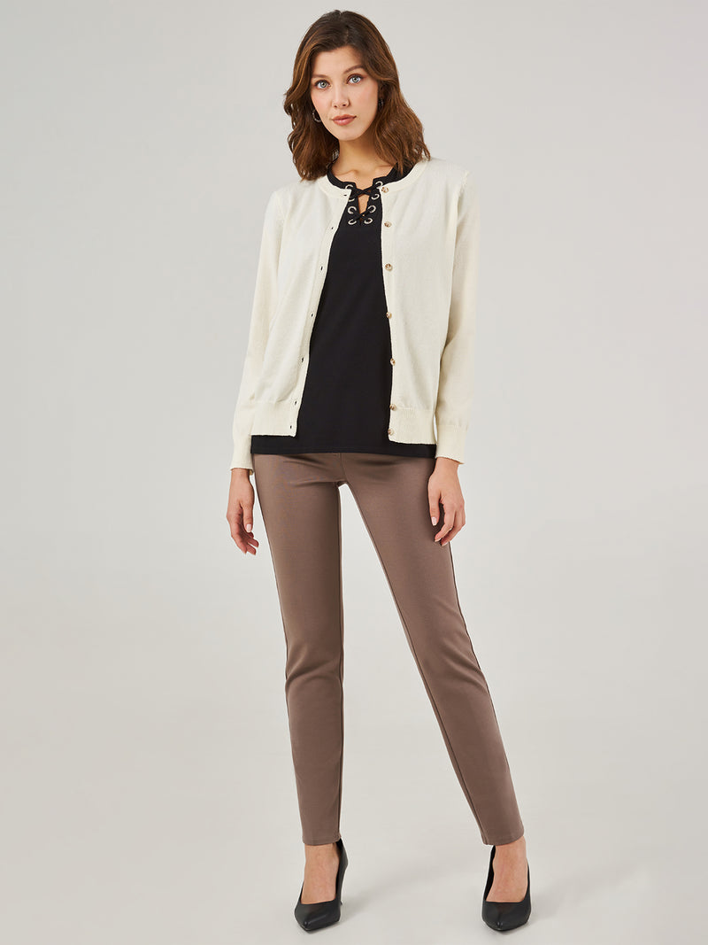 Button Front Jersey Cardigan