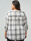 Plus Plaid 3/4 Sleeve Popover Blouse