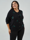 Plus Embroidered Sequin Cardigan