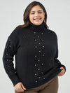 Plus Pearl Embellished Turtleneck Sweater