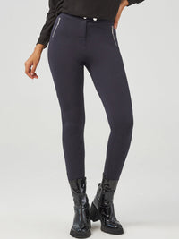 Luxe Ponte Skinny Zip Detail Little Black Pants