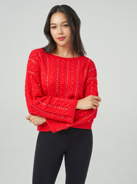 Boatneck Sequin Cable Sweater