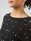 Pearl Embellished Cable Sweater