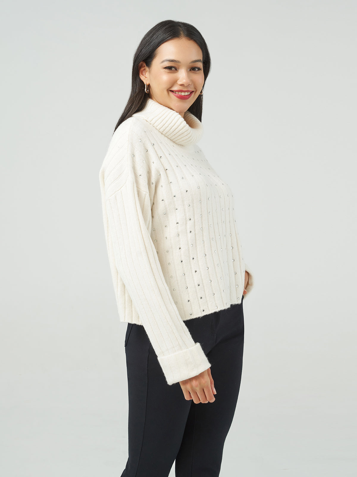 Embellished turtleneck sweater best sale