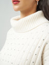 Rhinestone Embellished Turtleneck Sweater