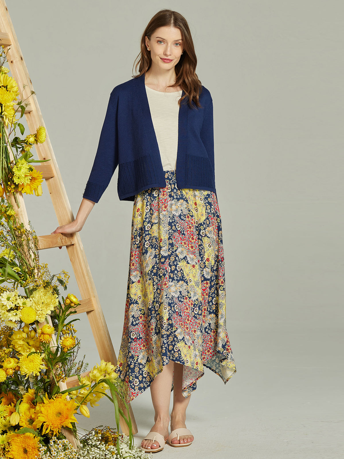 Floral Handkerchief Hem Maxi Skirt