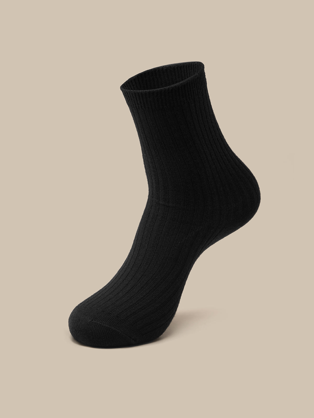 Wool Blend Ribbed Crew Socks