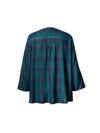 Plus Plaid 3/4 Sleeve Popover Blouse