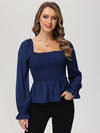 Smocked Peplum Blouse