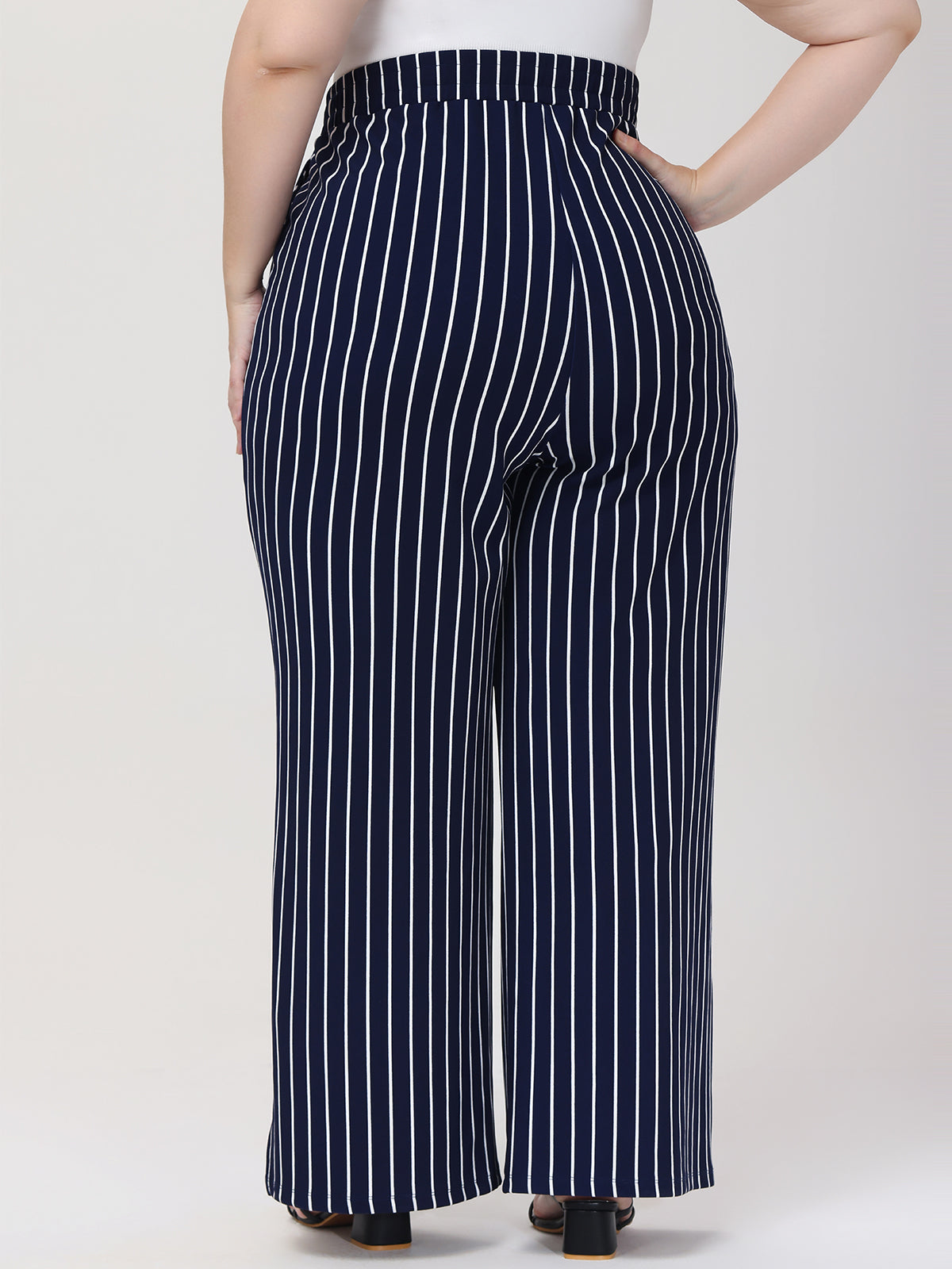 Plus High-Rise Stripe Wide Leg Pants