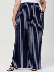 Plus High-Rise Stripe Wide Leg Pants