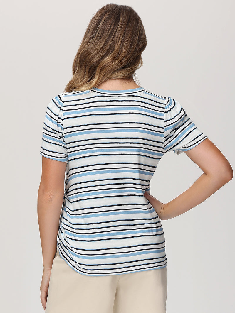 Stripe Ruched Side Tee