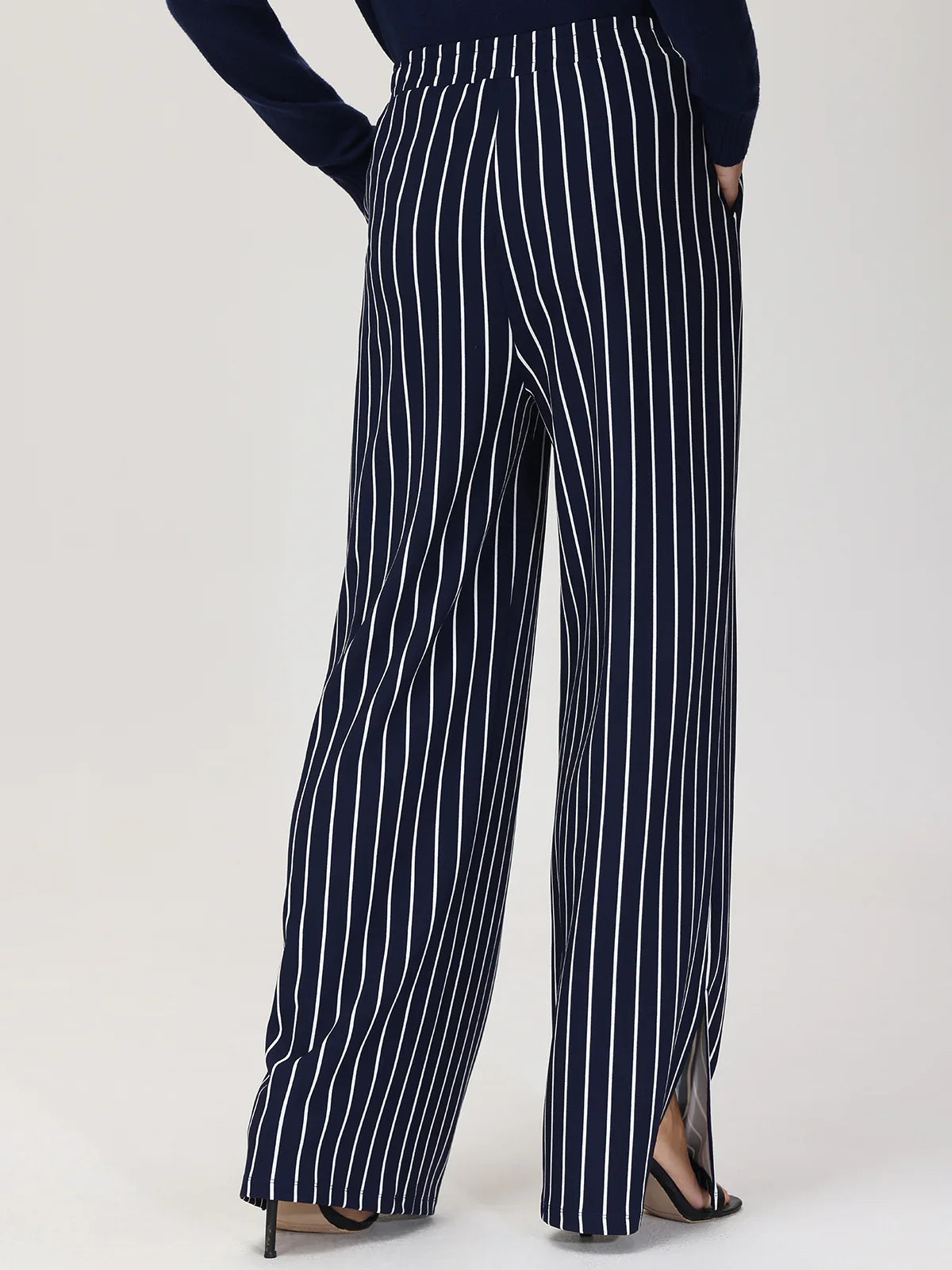 High-Rise Stripe Wide Leg Pants