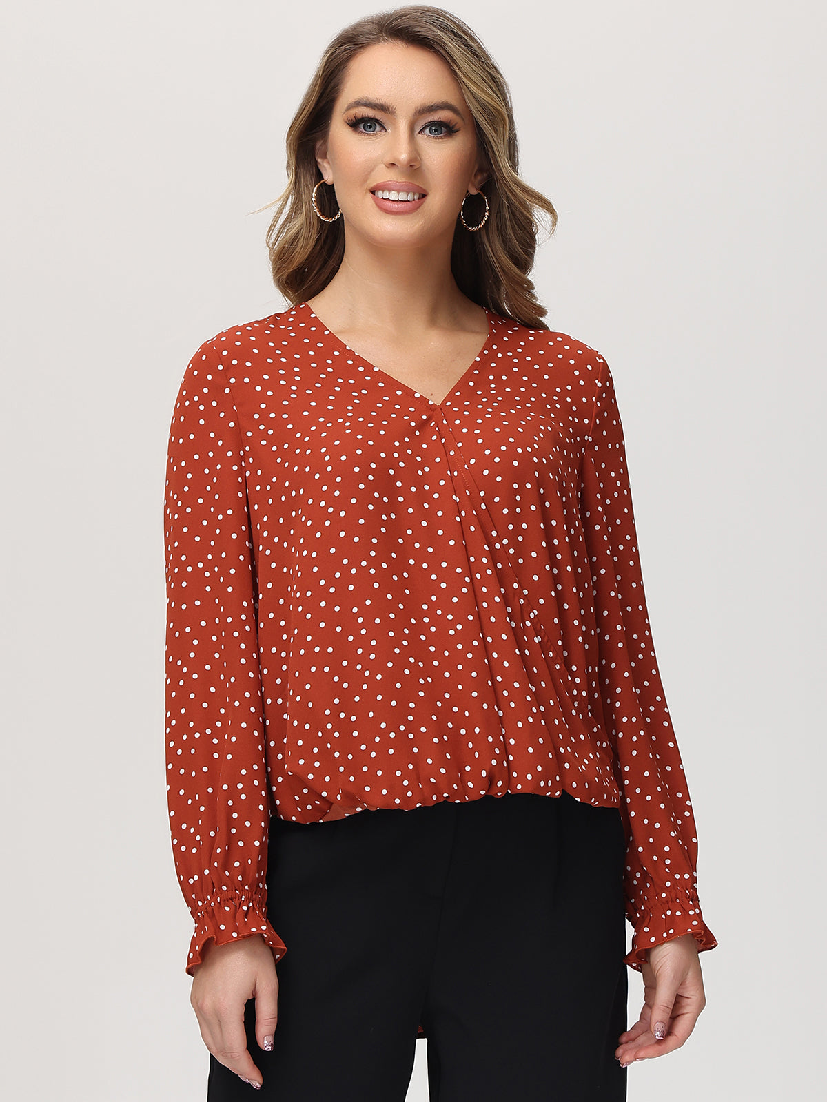 Red polka dot wrap clearance top