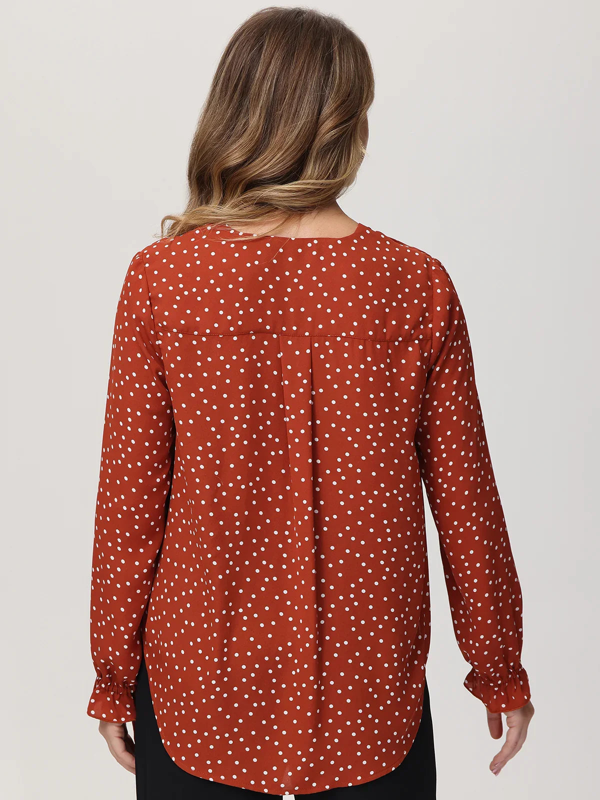 red polka dot wrap top