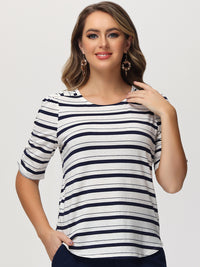 Stripe Ruched Sleeve Top
