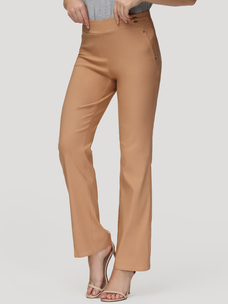 Mid-Rise Straight Leg Luxe Pull-On Pants