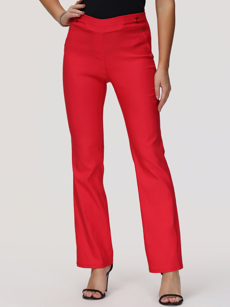 Mid-Rise Straight Leg Luxe Pull-On Pants