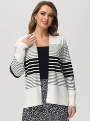 Stripe Open Front Cardigan