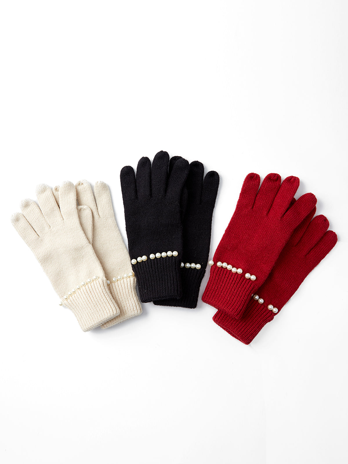 Knit Gloves With Pearls