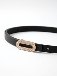 Rhinestone Decor Rectangle Buckle Belt